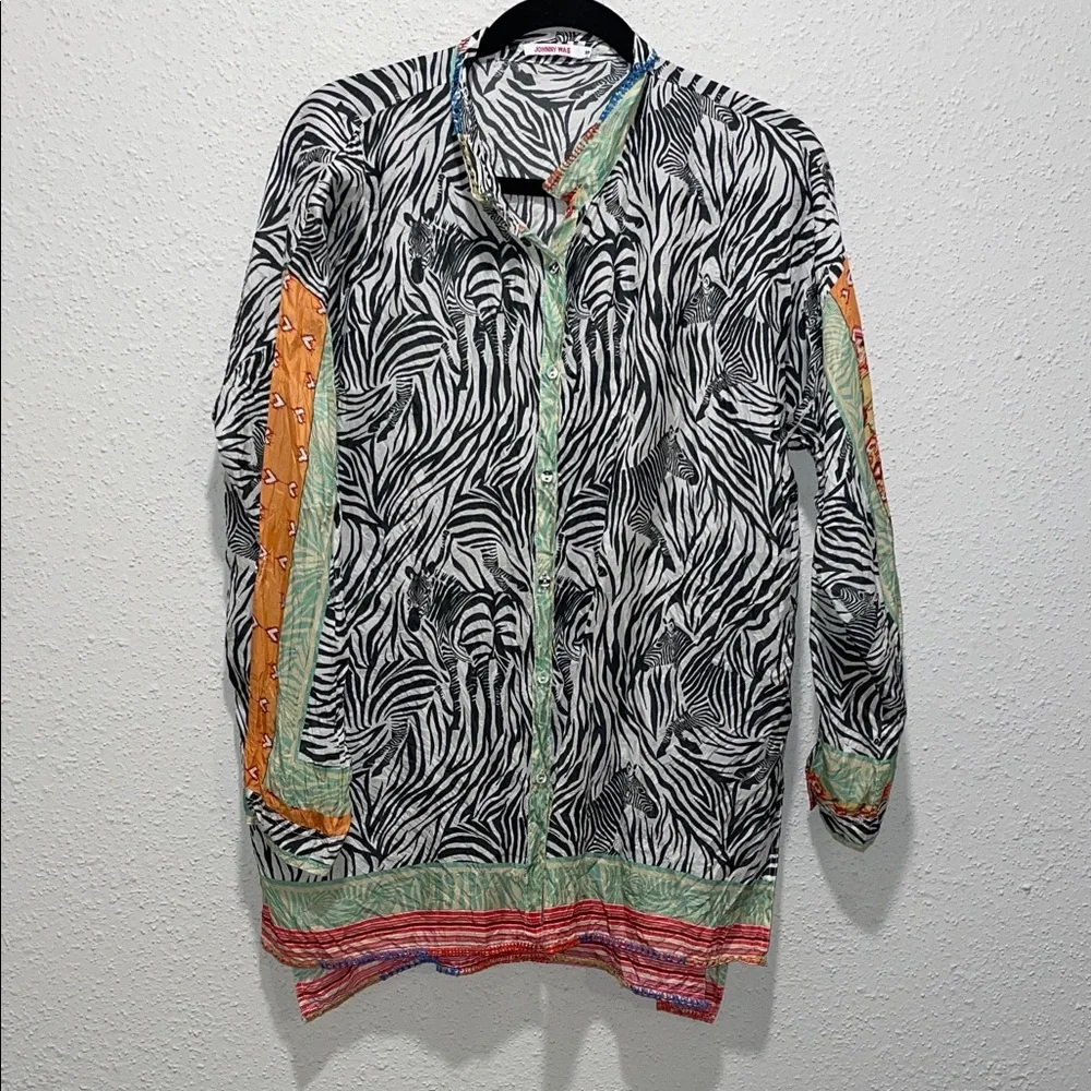 Johnny Was Zebra Pattern Shirt - Picture 1 of 8